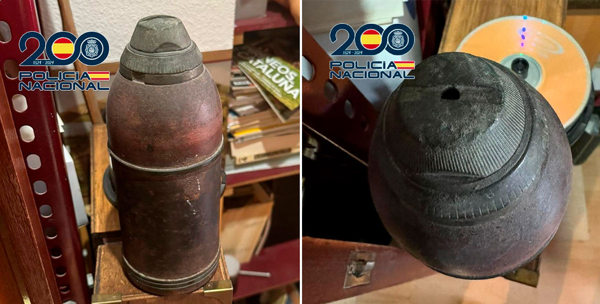 Proyectil de artillería encontrado en una vivienda de Exposición